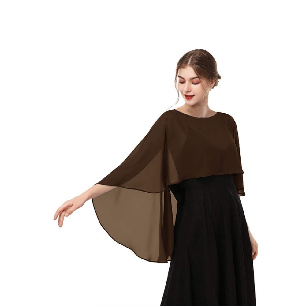 Chiffon Cape Shawls And Wraps Coffee